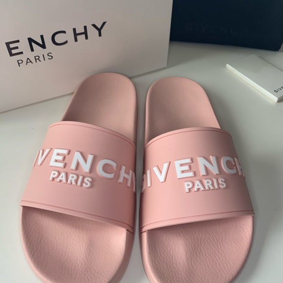 Givenchy Pink Logo Rubber Slides Sandals - Picture 2 of 8